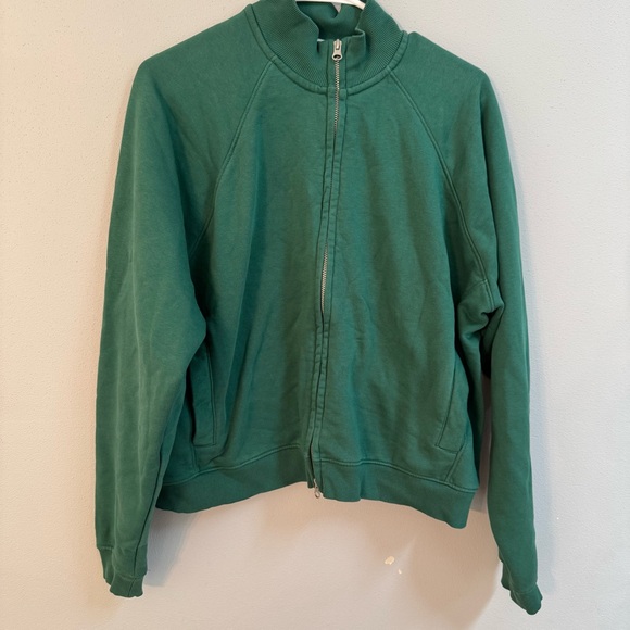 Zara Women Green Zip-Up Sweater oversized boxy Sz small - Picture 1 of 6